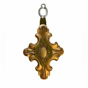Florentine Vintage Plaster Gold Gilt and Green Velvet Wall Decor